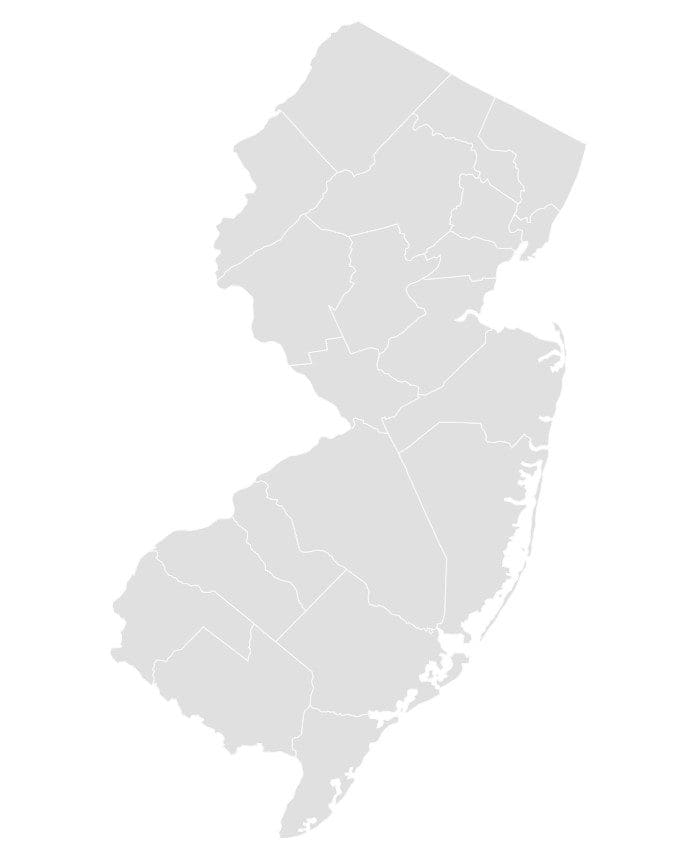 A map of new jersey with the state in grey.