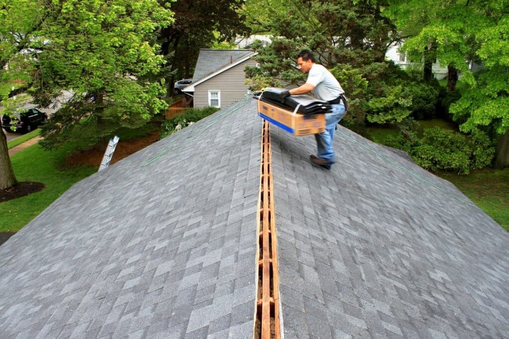 New Jersey Roofing Services- Installation of Ridge Vent Exhaust Ventilation