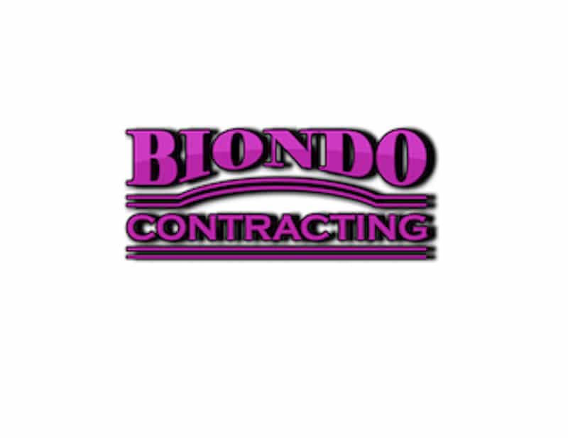 A purple and black logo for Biondo Contracting.