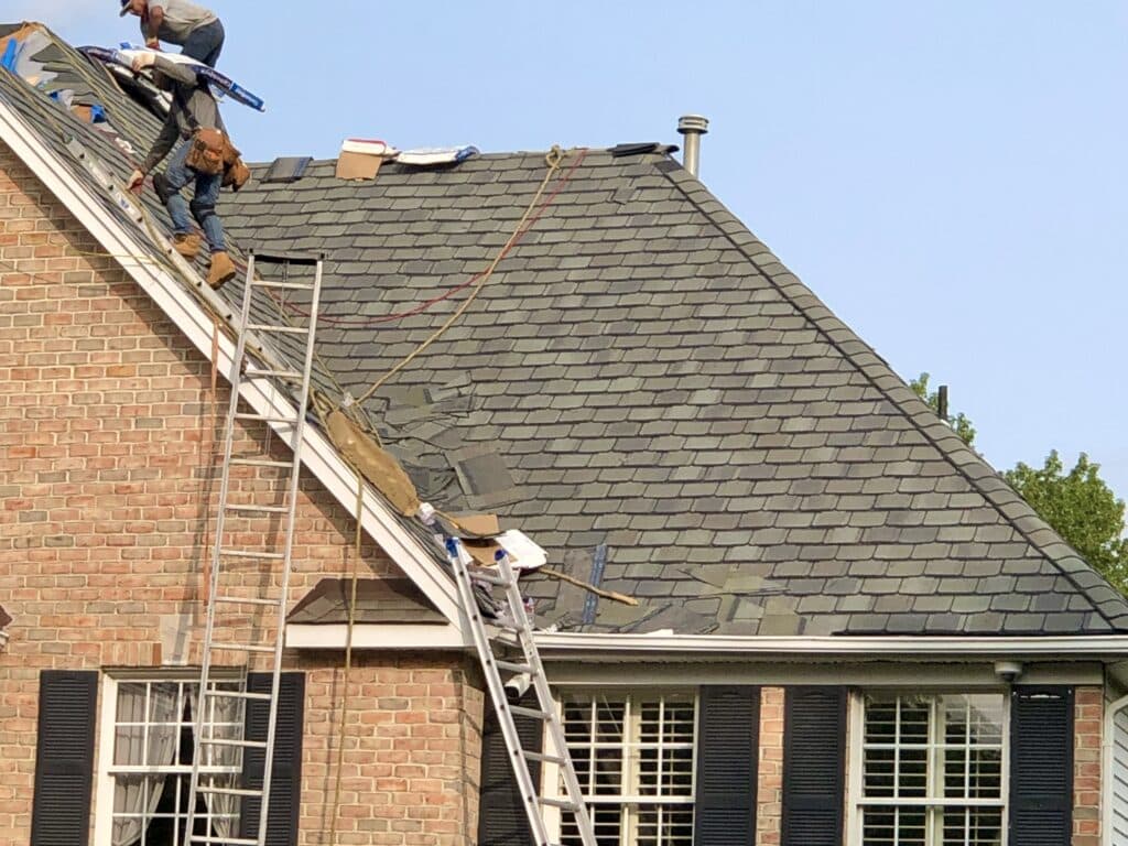 Grand Manor roofing Shangles install in process