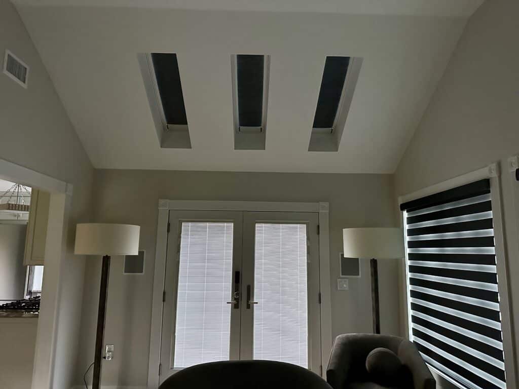 NJ Skylight Installation with gray colored blinds